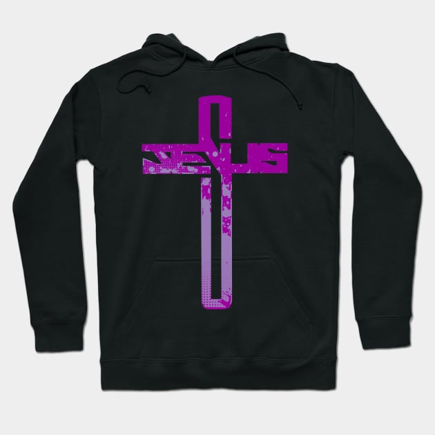 Purple Jesus Cross Hoodie by AlondraHanley